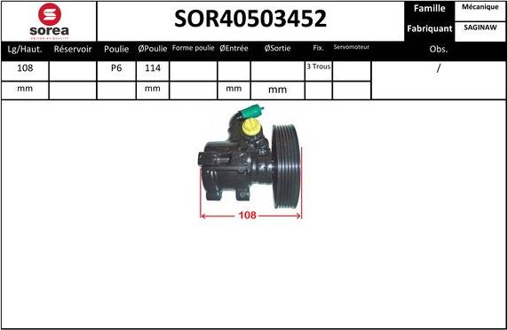 EAI SOR40503452 - Hidrosūknis, Stūres iekārta www.autospares.lv