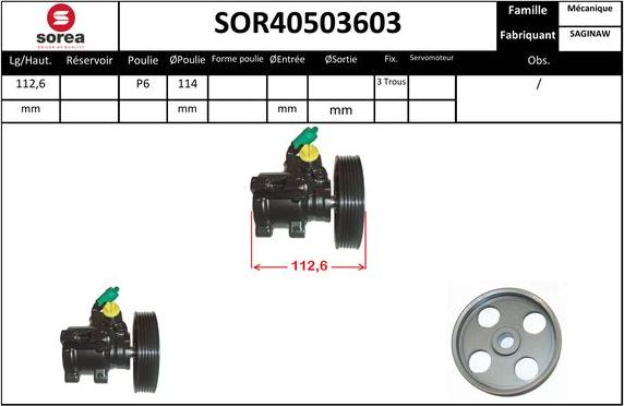 EAI SOR40503603 - Hidrosūknis, Stūres iekārta www.autospares.lv