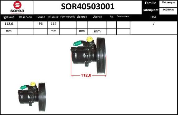 EAI SOR40503001 - Hidrosūknis, Stūres iekārta www.autospares.lv