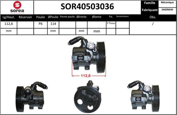 EAI SOR40503036 - Hydraulic Pump, steering system www.autospares.lv