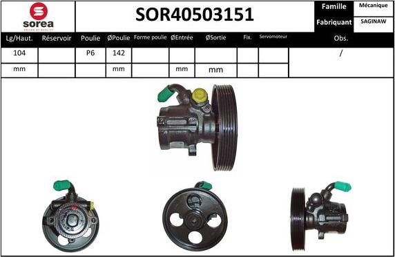 EAI SOR40503151 - Hidrosūknis, Stūres iekārta www.autospares.lv