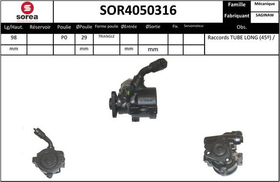 EAI SOR4050316 - Hidrosūknis, Stūres iekārta www.autospares.lv