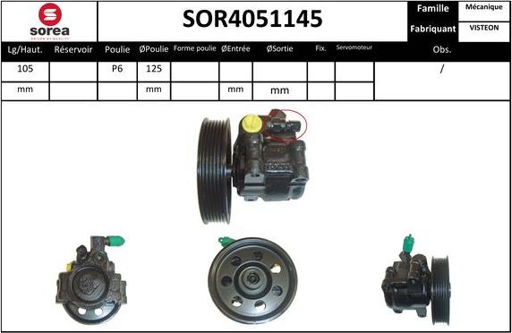 EAI SOR4051145 - Hidrosūknis, Stūres iekārta www.autospares.lv