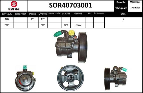 EAI SOR40703001 - Hidrosūknis, Stūres iekārta www.autospares.lv