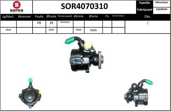 EAI SOR4070310 - Hidrosūknis, Stūres iekārta www.autospares.lv