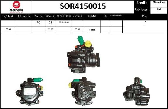 EAI SOR4150015 - Hidrosūknis, Stūres iekārta www.autospares.lv