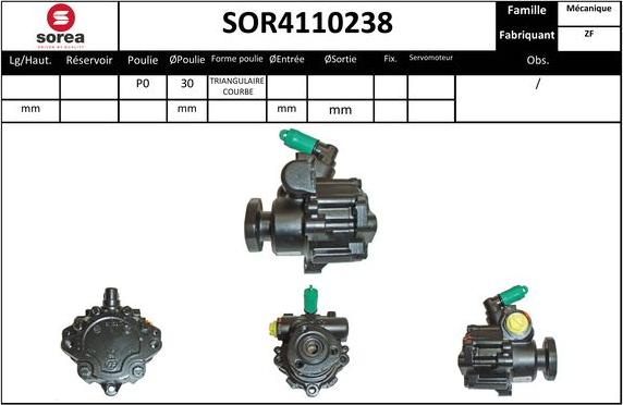 EAI SOR4110238 - Hydraulic Pump, steering system www.autospares.lv