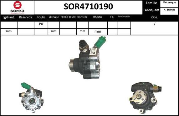 EAI SOR4710190 - Hidrosūknis, Stūres iekārta www.autospares.lv