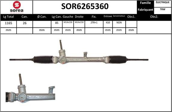 EAI SOR6265360 - Рулевой механизм, рейка www.autospares.lv