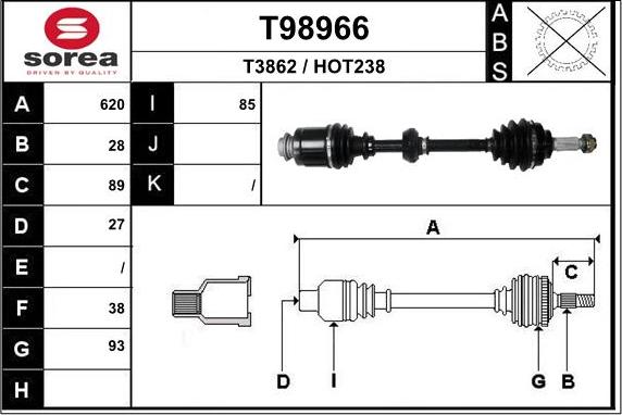 EAI T98966 - Piedziņas vārpsta www.autospares.lv