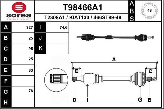 EAI T98466A1 - Piedziņas vārpsta autospares.lv