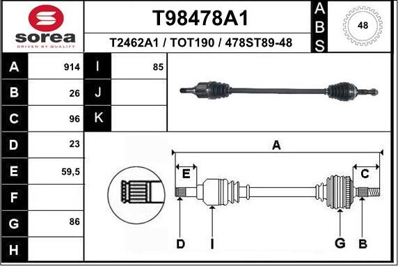 EAI T98478A1 - Piedziņas vārpsta www.autospares.lv