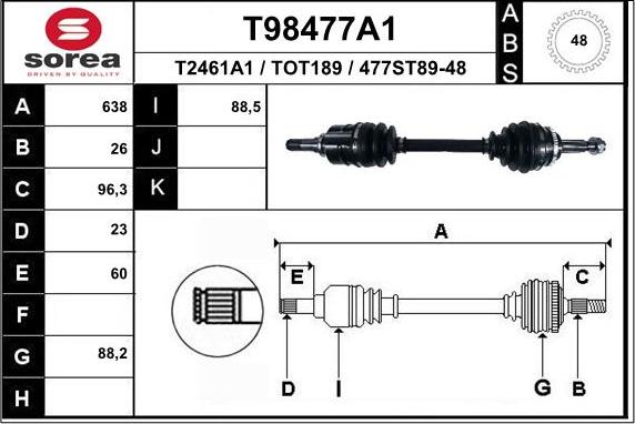 EAI T98477A1 - Piedziņas vārpsta www.autospares.lv