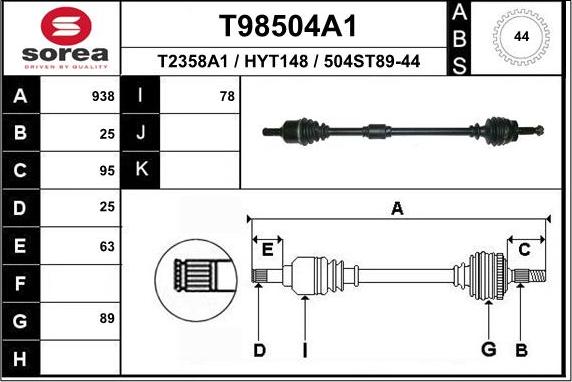 EAI T98504A1 - Piedziņas vārpsta www.autospares.lv