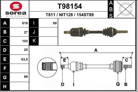 EAI T98154 - Piedziņas vārpsta www.autospares.lv