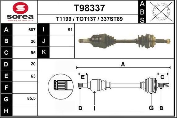 EAI T98337 - Piedziņas vārpsta autospares.lv