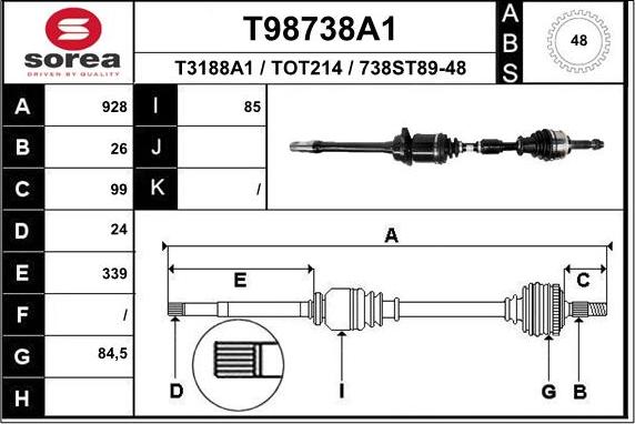 EAI T98738A1 - Piedziņas vārpsta autospares.lv