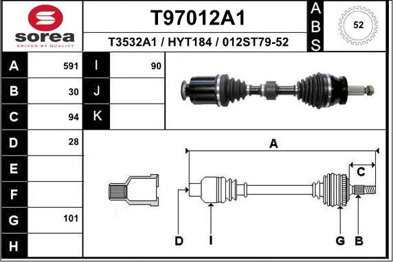 EAI T97012A1 - Piedziņas vārpsta www.autospares.lv