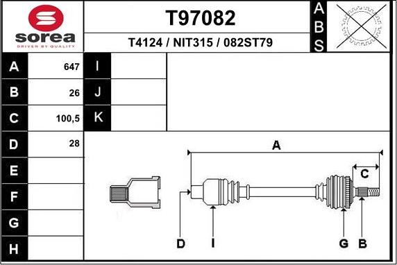 EAI T97082 - Приводной вал www.autospares.lv