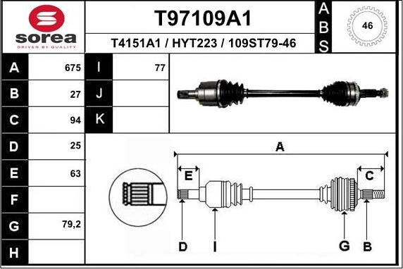 EAI T97109A1 - Приводной вал www.autospares.lv