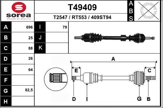 EAI T49409 - Piedziņas vārpsta autospares.lv