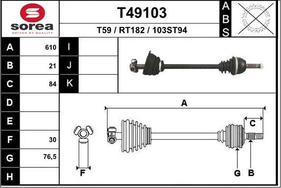 EAI T49103 - Piedziņas vārpsta www.autospares.lv