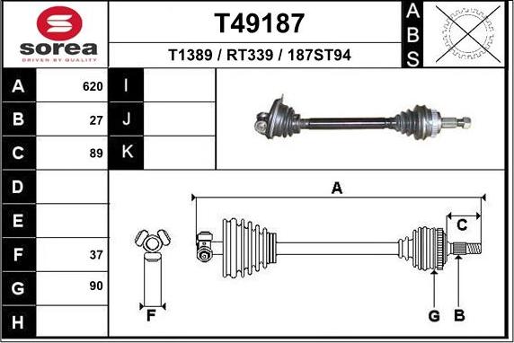 EAI T49187 - Piedziņas vārpsta autospares.lv