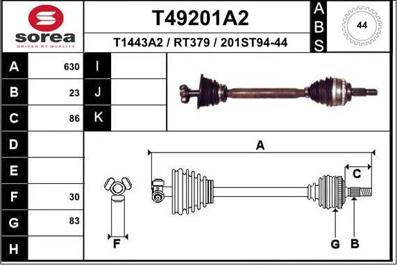 EAI T49201A2 - Piedziņas vārpsta autospares.lv