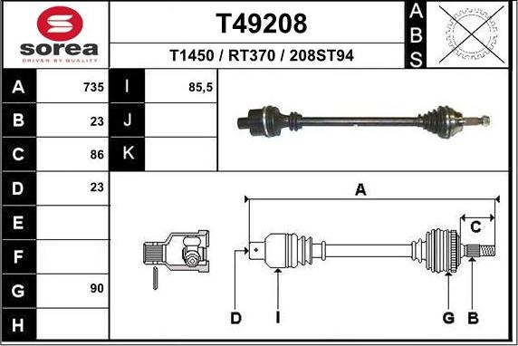 EAI T49208 - Piedziņas vārpsta autospares.lv