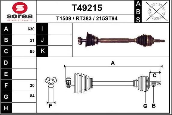 EAI T49215 - Piedziņas vārpsta autospares.lv