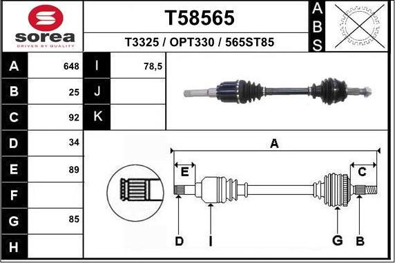 EAI T58565 - Piedziņas vārpsta autospares.lv