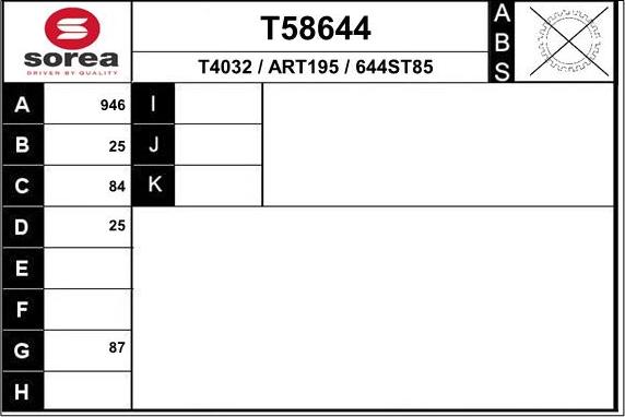 EAI T58644 - Drive Shaft www.autospares.lv