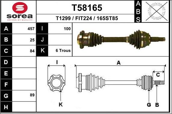 EAI T58165 - Piedziņas vārpsta www.autospares.lv