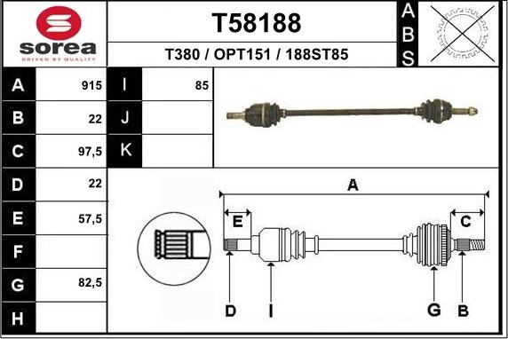 EAI T58188 - Piedziņas vārpsta www.autospares.lv