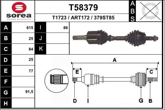 EAI T58379 - Piedziņas vārpsta www.autospares.lv