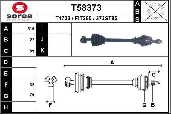 EAI T58373 - Piedziņas vārpsta autospares.lv