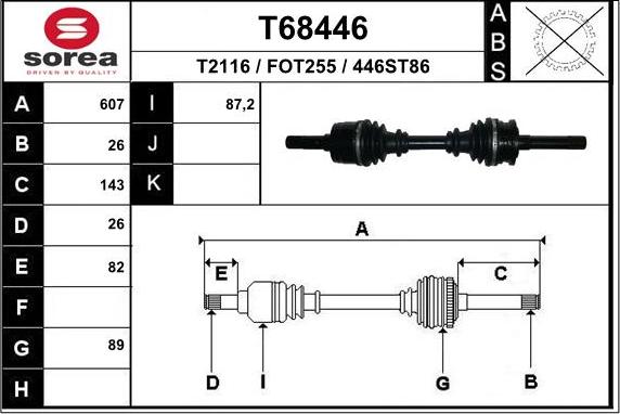 EAI T68446 - Drive Shaft www.autospares.lv