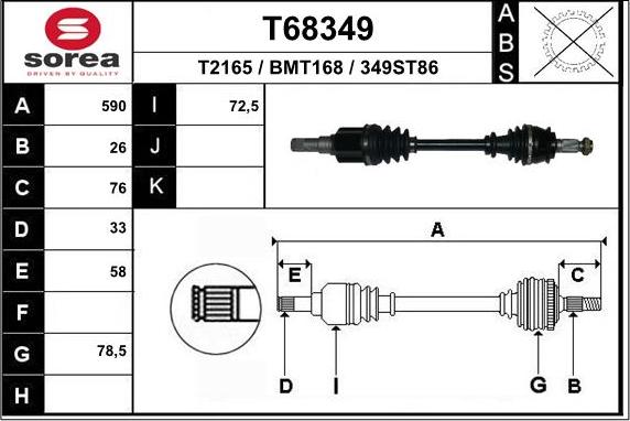 EAI T68349 - Piedziņas vārpsta www.autospares.lv