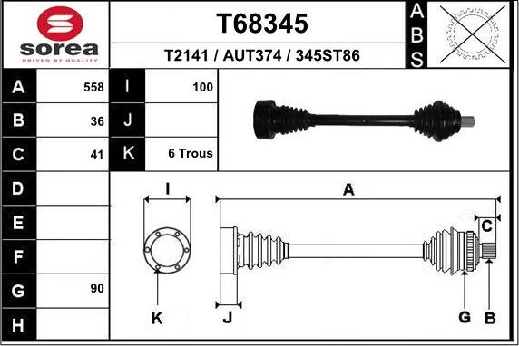 Optimal DS-3733 - Piedziņas vārpsta www.autospares.lv