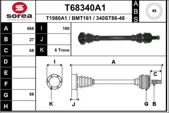 EAI T68340A1 - Piedziņas vārpsta autospares.lv