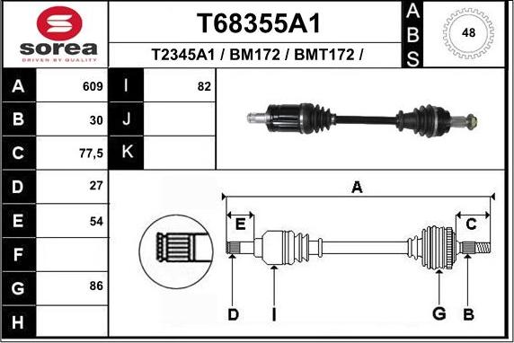 EAI T68355A1 - Piedziņas vārpsta www.autospares.lv