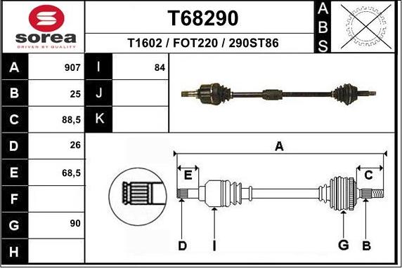 EAI T68290 - Приводной вал www.autospares.lv