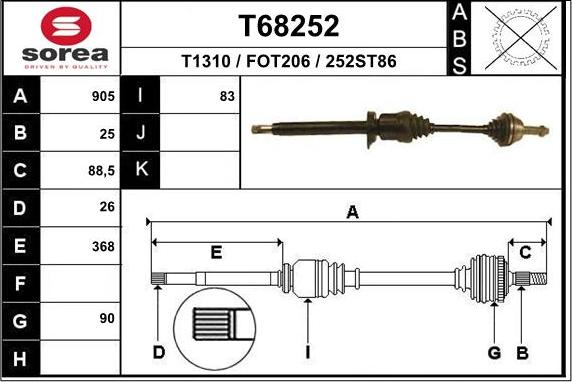 EAI T68252 - Приводной вал www.autospares.lv