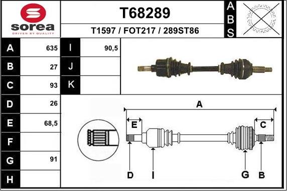 EAI T68289 - Приводной вал www.autospares.lv