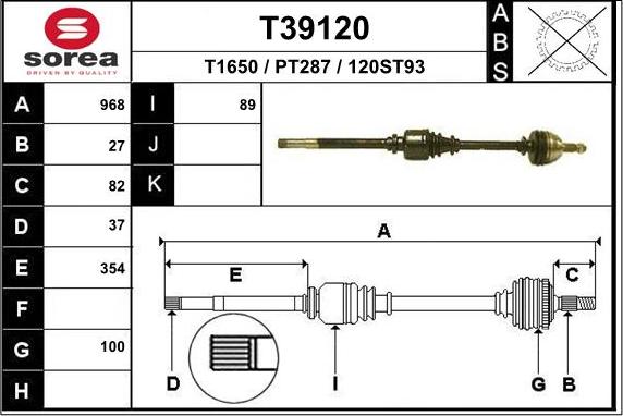 EAI T39120 - Piedziņas vārpsta www.autospares.lv