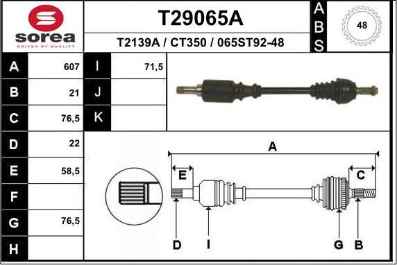 EAI T29065A - Piedziņas vārpsta www.autospares.lv