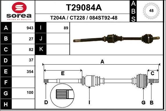 EAI T29084A - Piedziņas vārpsta www.autospares.lv