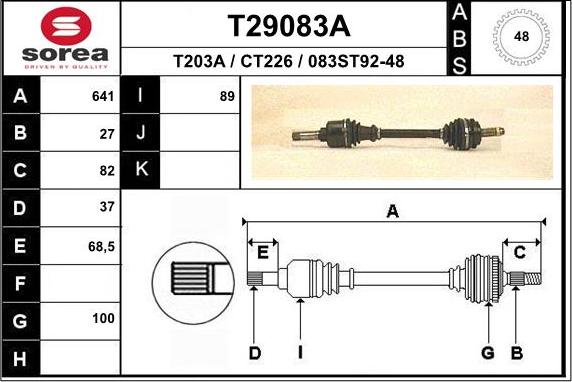 EAI T29083A - Piedziņas vārpsta www.autospares.lv