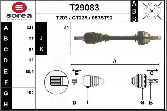 EAI T29083 - Piedziņas vārpsta www.autospares.lv