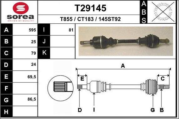 EAI T29145 - Piedziņas vārpsta autospares.lv